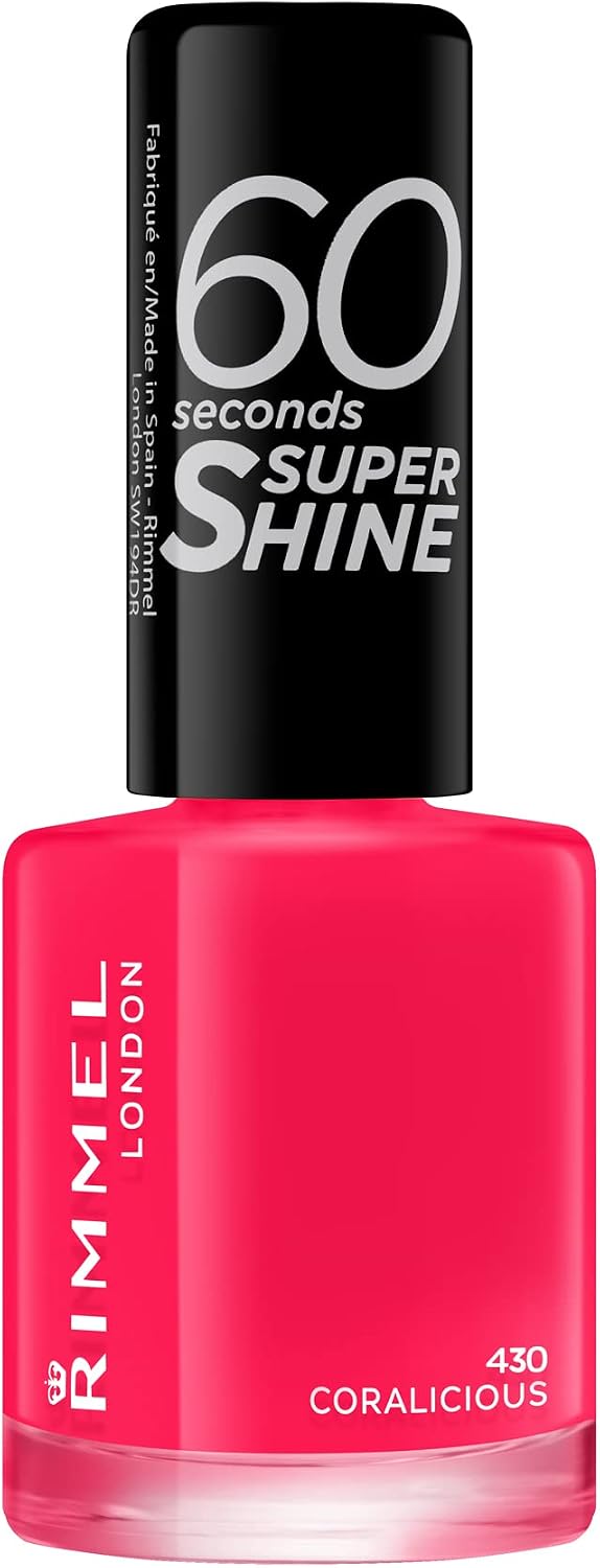 Rimmel 60 Seconds Super Shine Nail Polish 740 Clear – Quick Dry, Long-Lasting High Shine, 8ml