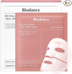 BIODANCE Bio-Collagen Hydrogel Face Mask – Korean Overnight Mask for Hydration & Glass Skin Look, 4 Pack