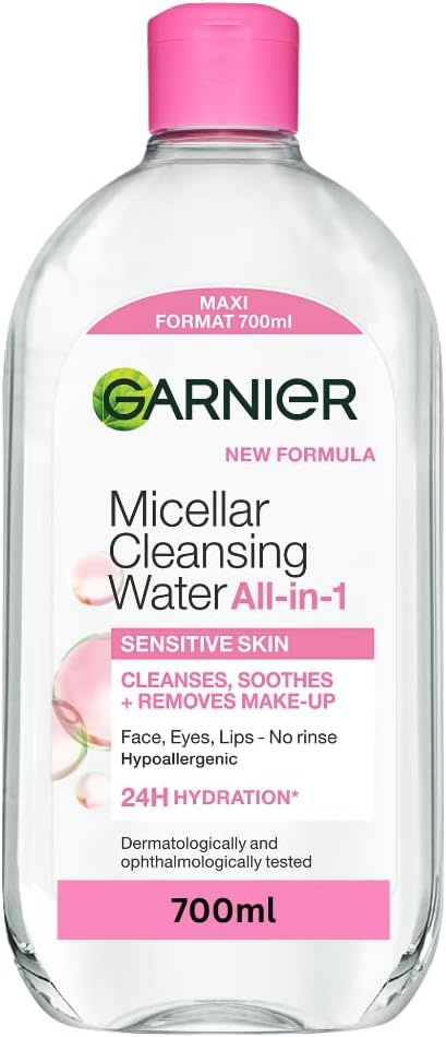 Garnier Micellar Water 700ml – All-in-One Face Cleanser & Makeup Remover for Sensitive Skin