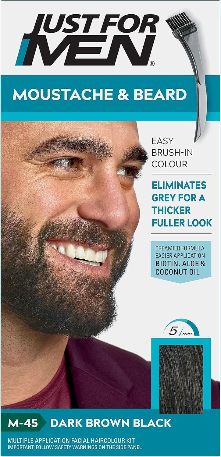 Just For Men Moustache & Beard Dye M45 Dark Brown – Grey Coverage Beard & Moustache Colour