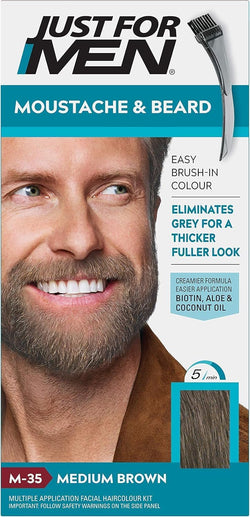 Just For Men Moustache & Beard Dye M45 Dark Brown – Grey Coverage Beard & Moustache Colour