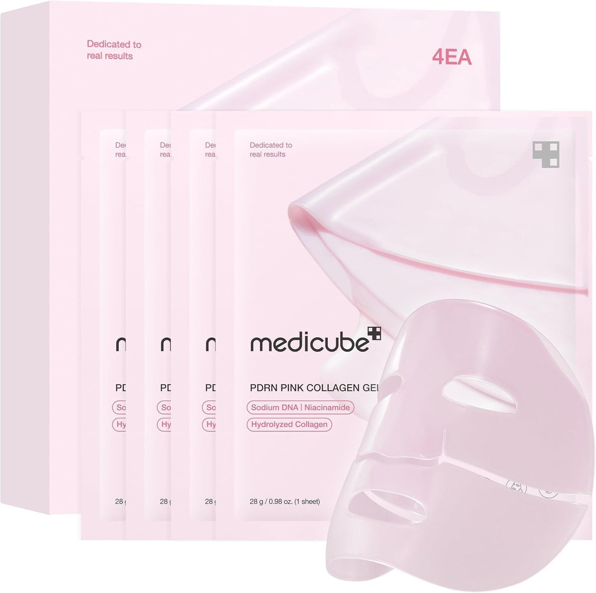 Medicube PDRN Pink Collagen Jelly Gel Mask – Salmon DNA Korean Overnight Face Mask, 28g x 4