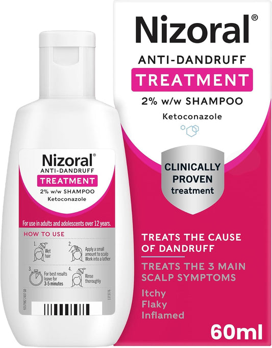 Nizoral Anti-Dandruff Shampoo with Ketoconazole – Itchy & Flaky Scalp Treatment, 60ml