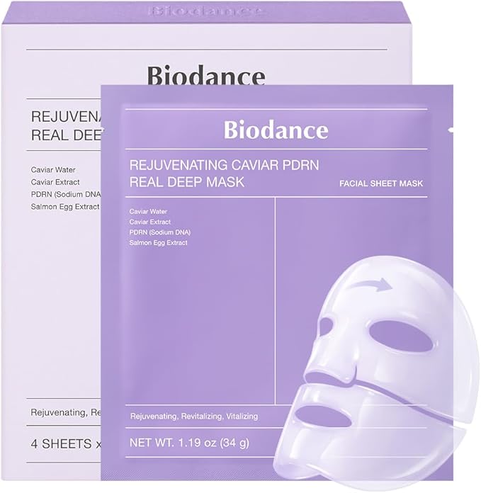 BIODANCE Bio-Collagen Hydrogel Face Mask – Korean Overnight Mask for Hydration & Glass Skin Look, 4 Pack