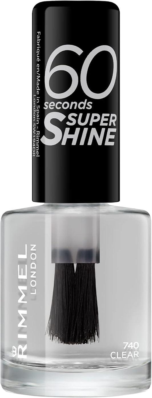 Rimmel 60 Seconds Super Shine Nail Polish 740 Clear – Quick Dry, Long-Lasting High Shine, 8ml