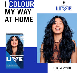 Schwarzkopf LIVE Intense Colour 090 Cosmic Blue – Permanent Blue Hair Dye with Colour Refresh Gloss