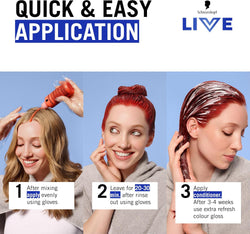 Schwarzkopf LIVE Intense Colour 090 Cosmic Blue – Permanent Blue Hair Dye with Colour Refresh Gloss