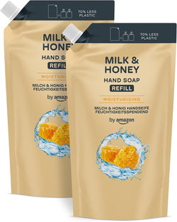 by Amazon Milk & Honey Hand Wash Refill – Moisturising Hand Soap, 2 x 1L (2L)